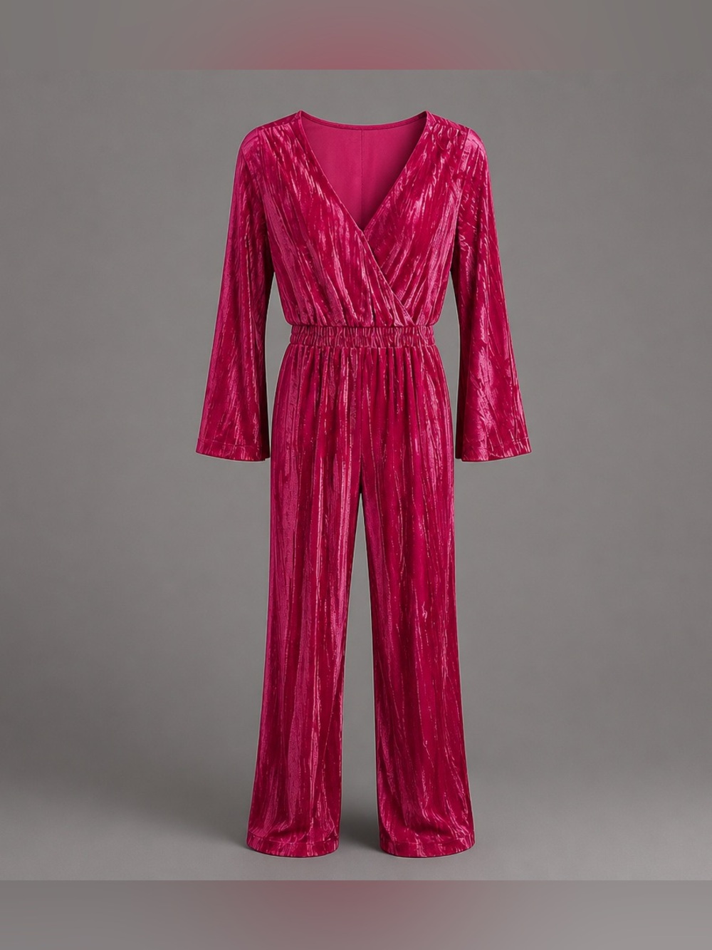 a new day Shimmer Velvet Wrap Jumpsuit in Fuchsia Pink Velvet